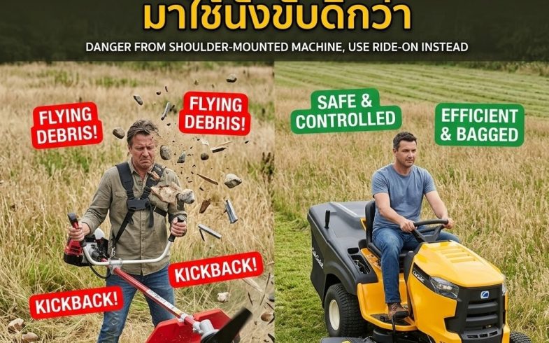 อันตรายจากการใช้เครื่องตัดหญ้าแบบสะพายบ่า และทำไมเจ้าของสวนกว้างจึงต้องรีบเปลี่ยนวิธีคิด